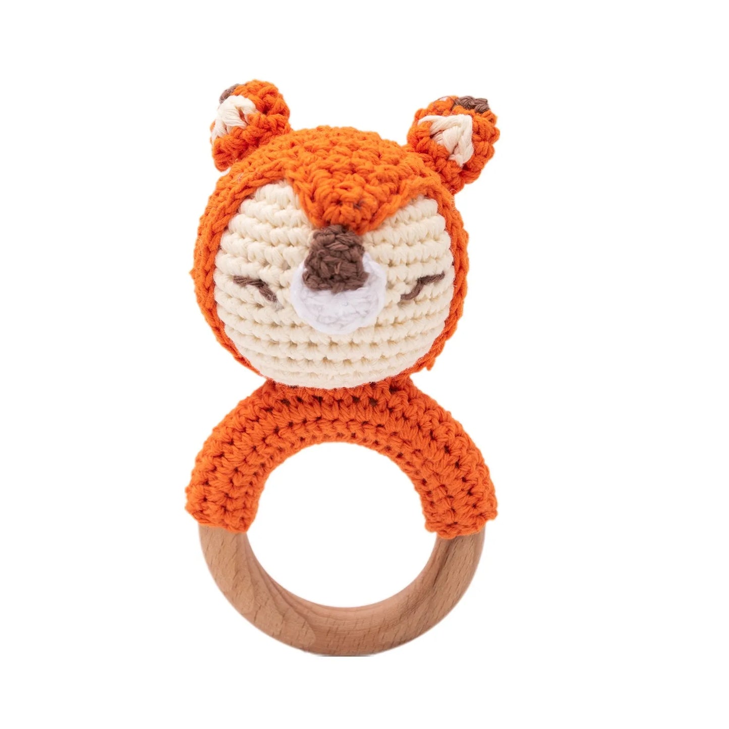Hochet et anneau de dentition en bois et crochet